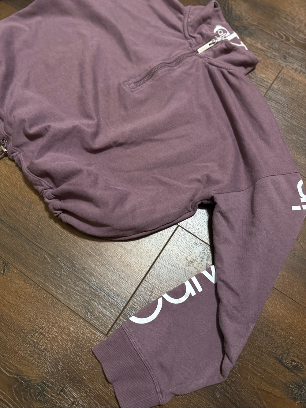 Calvin Klein Mauve Half‑Zip Drawstring Sweatshirt - Picture 2 of 5